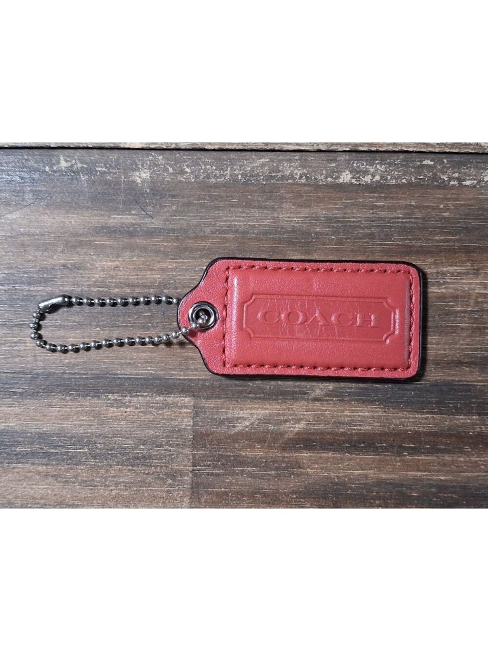 Coach Bag Hang Tag Only Salmon Mauve Pink with Bead Key Chain